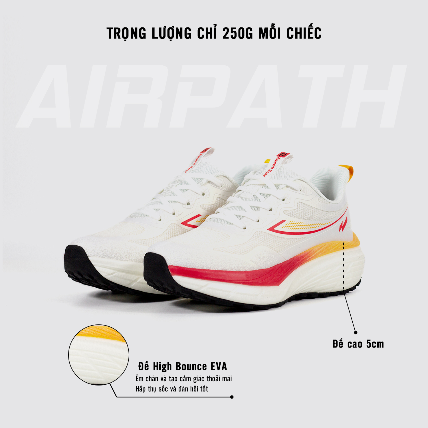 Giày chạy bộ Zoseo Airpath - White - Ảnh 3