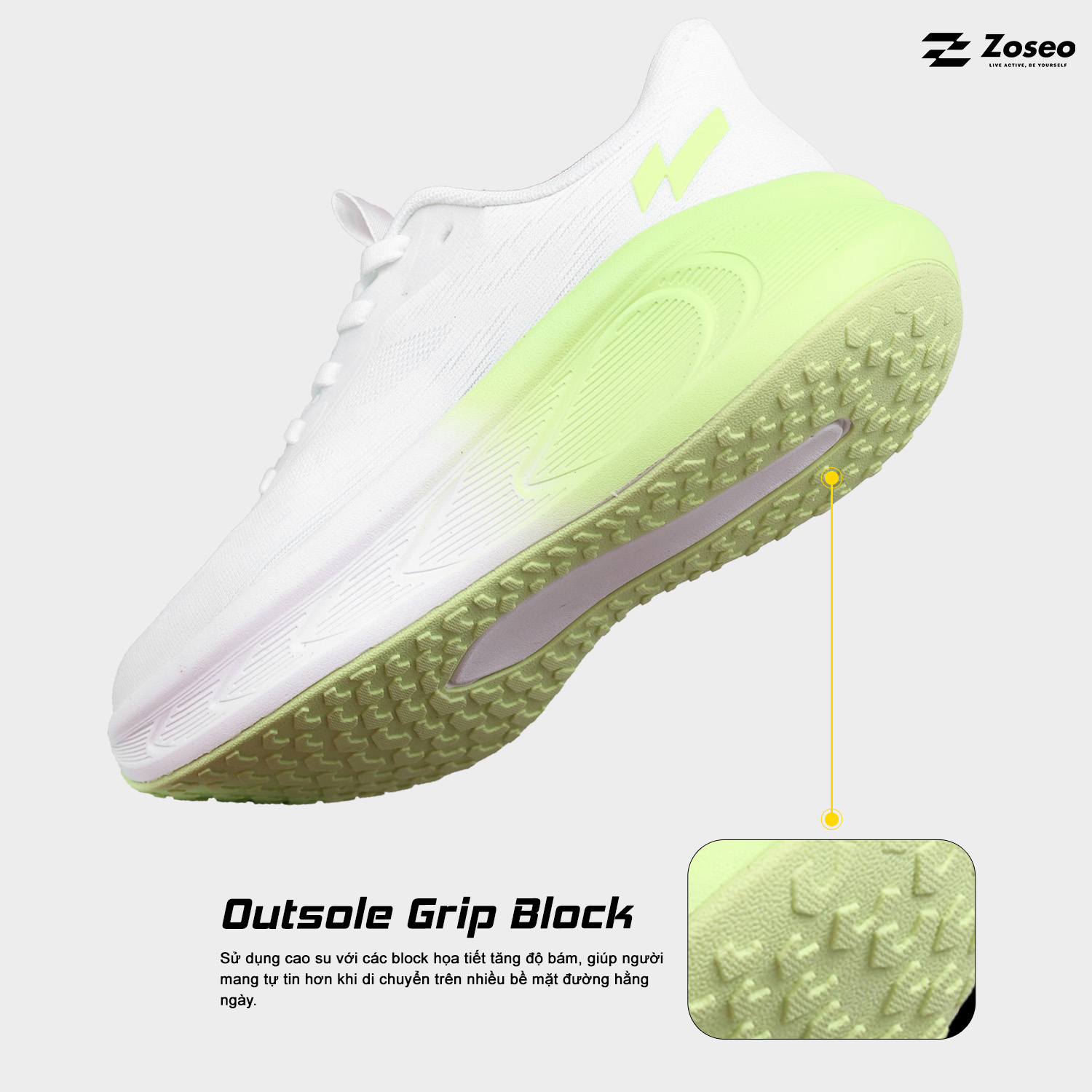 Giày chạy bộ Zoseo Airgo - White Green - Ảnh 3