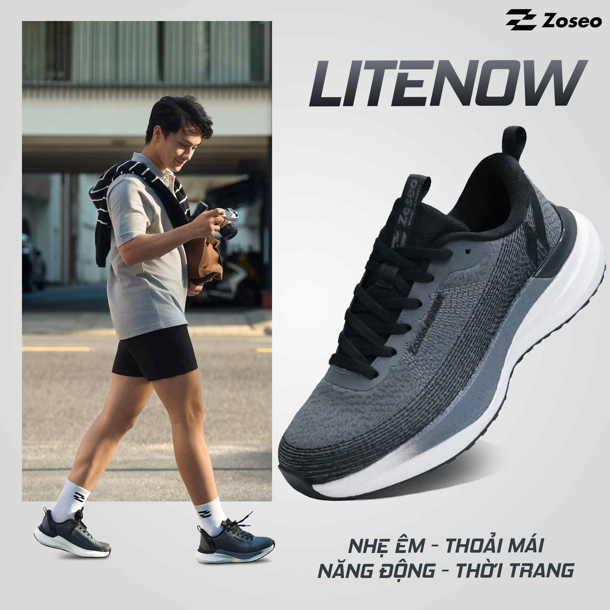 Giày thể thao Zoseo Litenow - Dark Grey - Ảnh 4