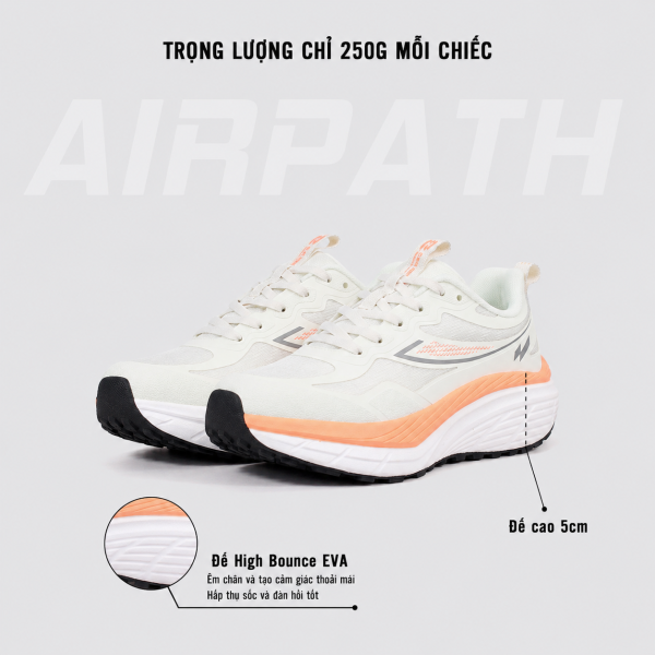 Alternative view of Giày chạy bộ Zoseo Airpath - Beige White