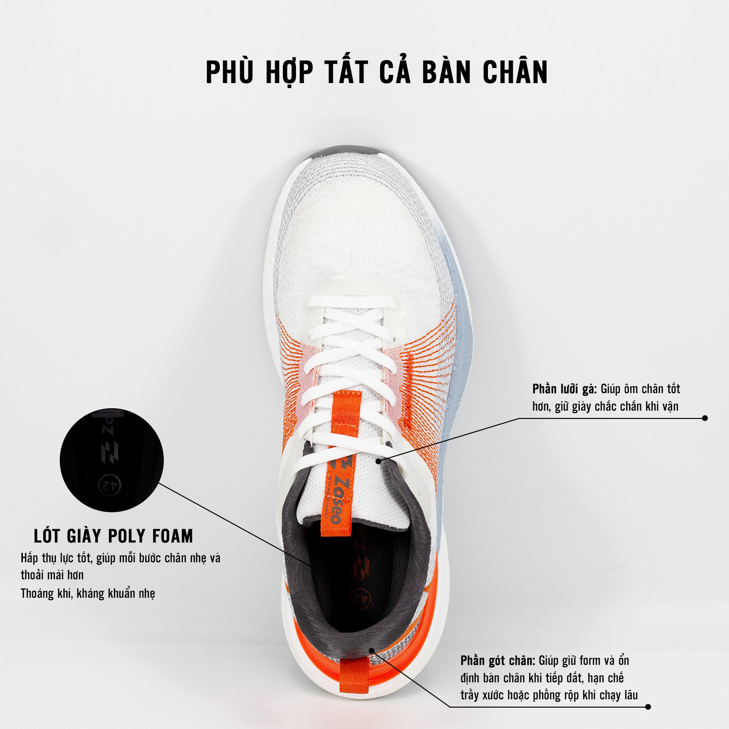 Giày thể thao Zoseo Litenow - Orange - Ảnh 3