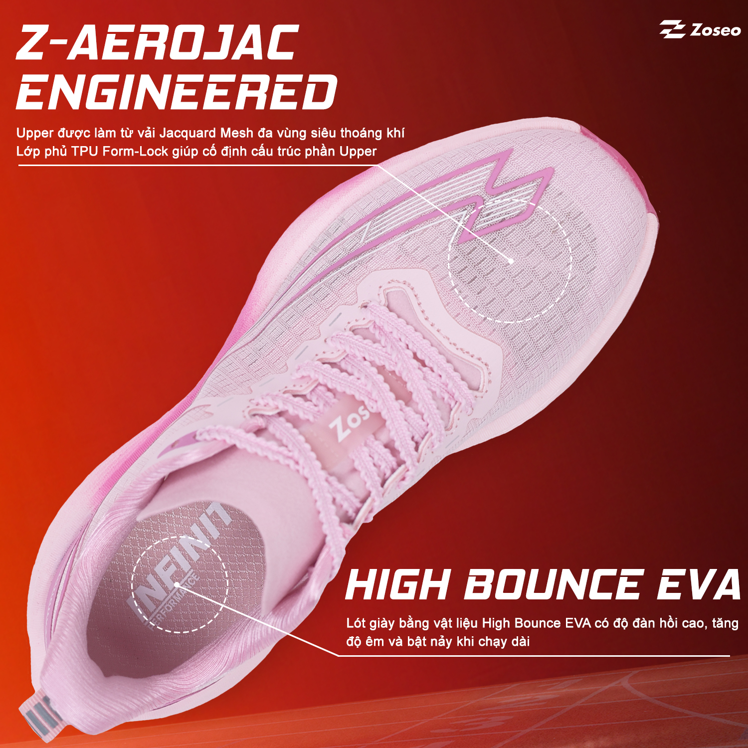 Giày chạy bộ Zoseo Infinity42 - Pink - Ảnh 3