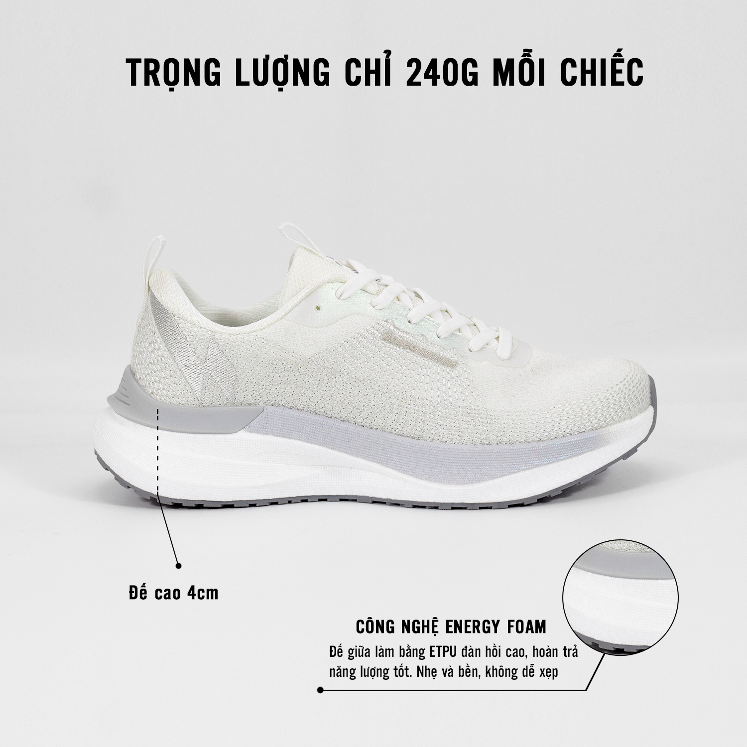 Giày thể thao Zoseo Litenow - White - Ảnh 5