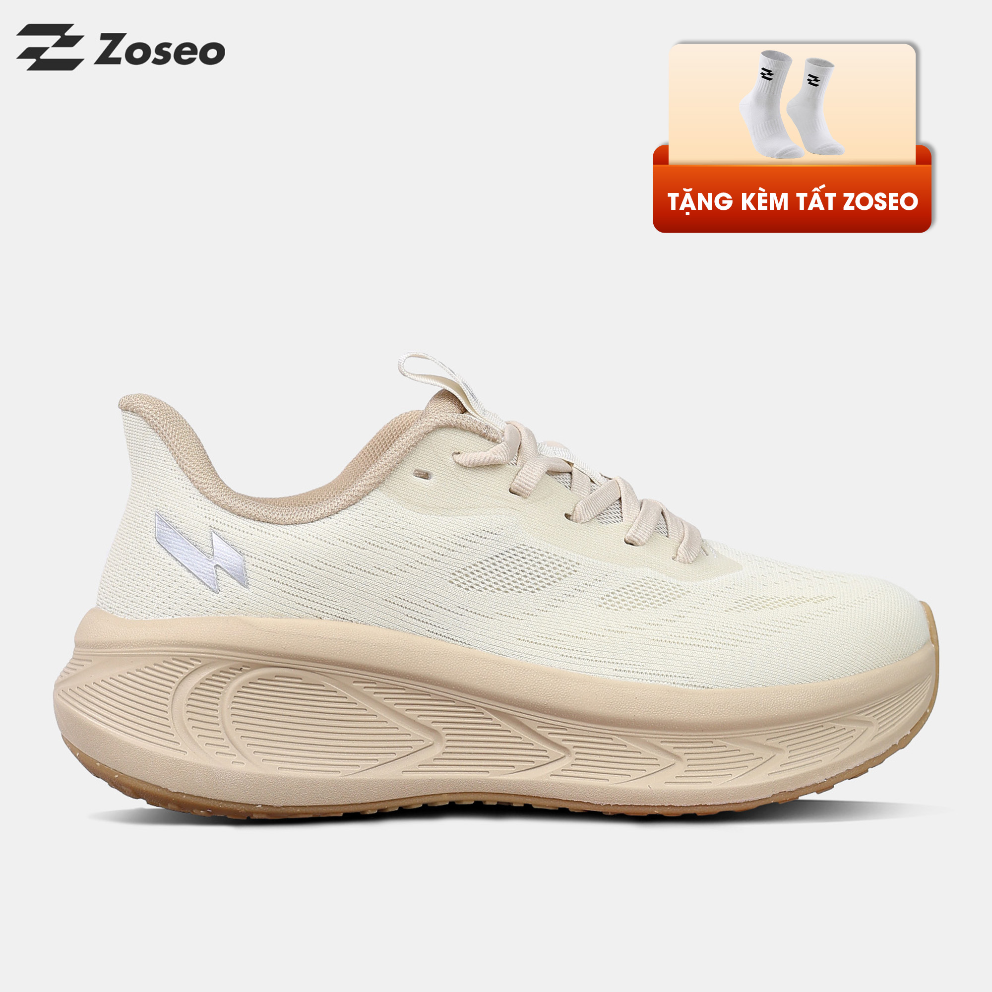 Giày chạy bộ Zoseo Airgo - White Cream