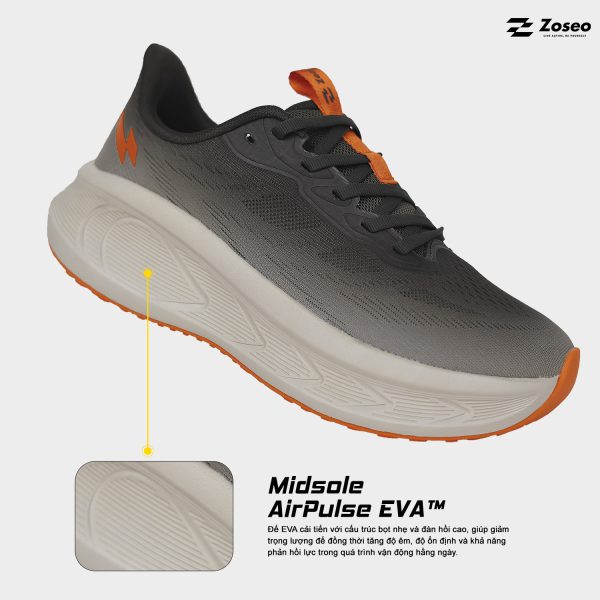 Alternative view of Giày chạy bộ Zoseo Airgo - Ash Grey Orange