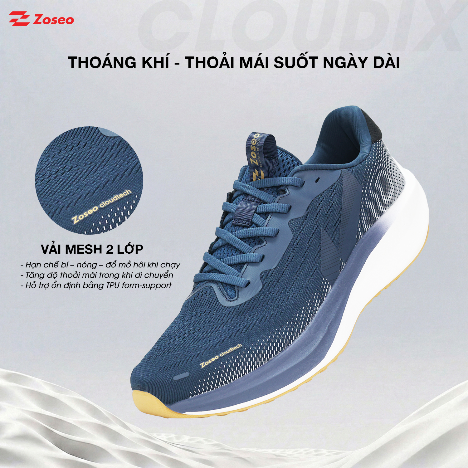 Giày chạy bộ Zoseo Cloudix - Navy - Ảnh 3
