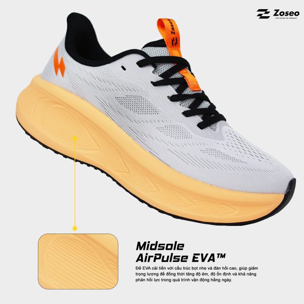 Alternative view of Giày chạy bộ Zoseo Airgo - Light Grey Orange