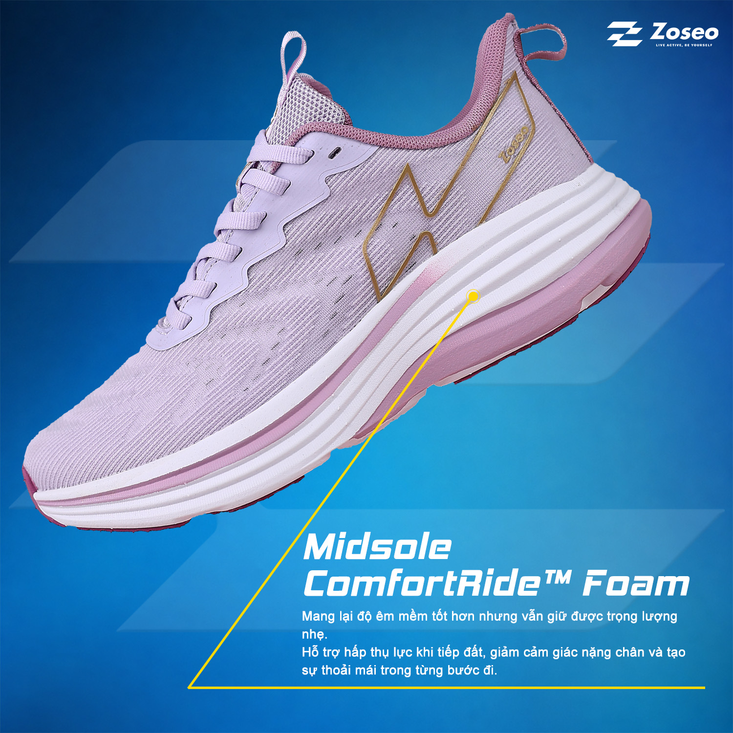 Giày chạy bộ Zoseo Airise - Purple - Ảnh 3