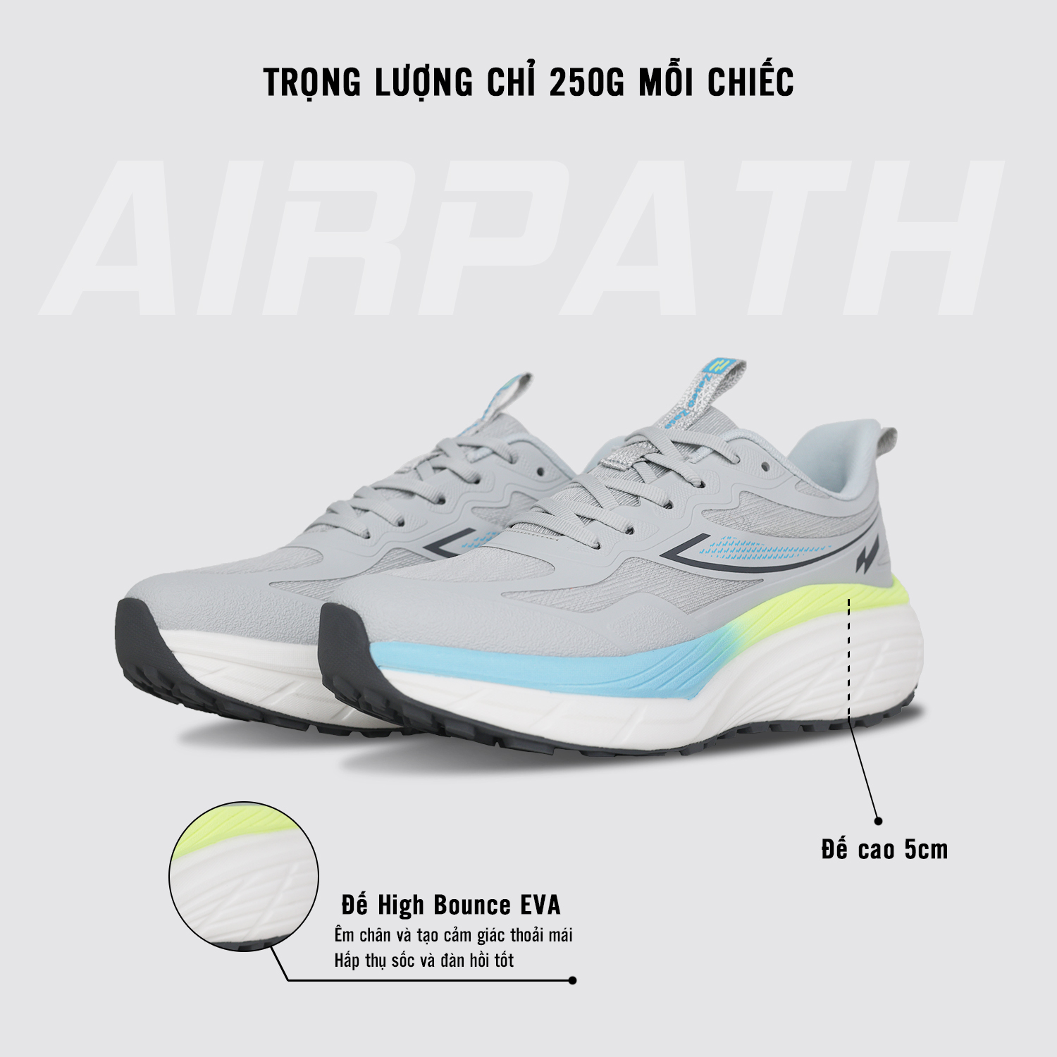 Giày chạy bộ Zoseo Airpath - Grey - Ảnh 3