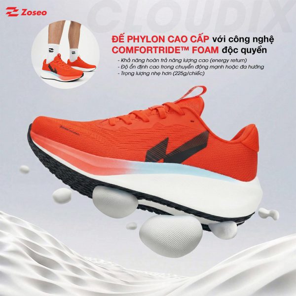 Alternative view of Giày chạy bộ Zoseo Cloudix - Orange Red